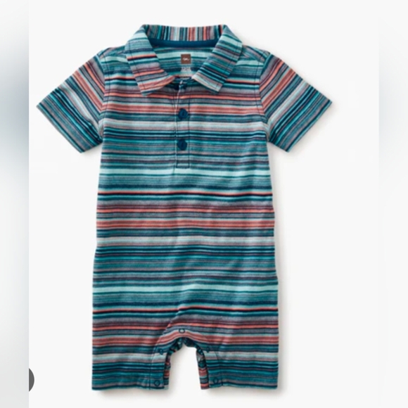 Tea Collection Striped Bodysuit - Blue, Red, Orange - Picture 1 of 6